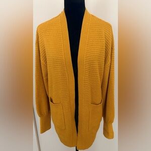 New York & Co Mustard Color Ribbed Open Cardigan - Size S